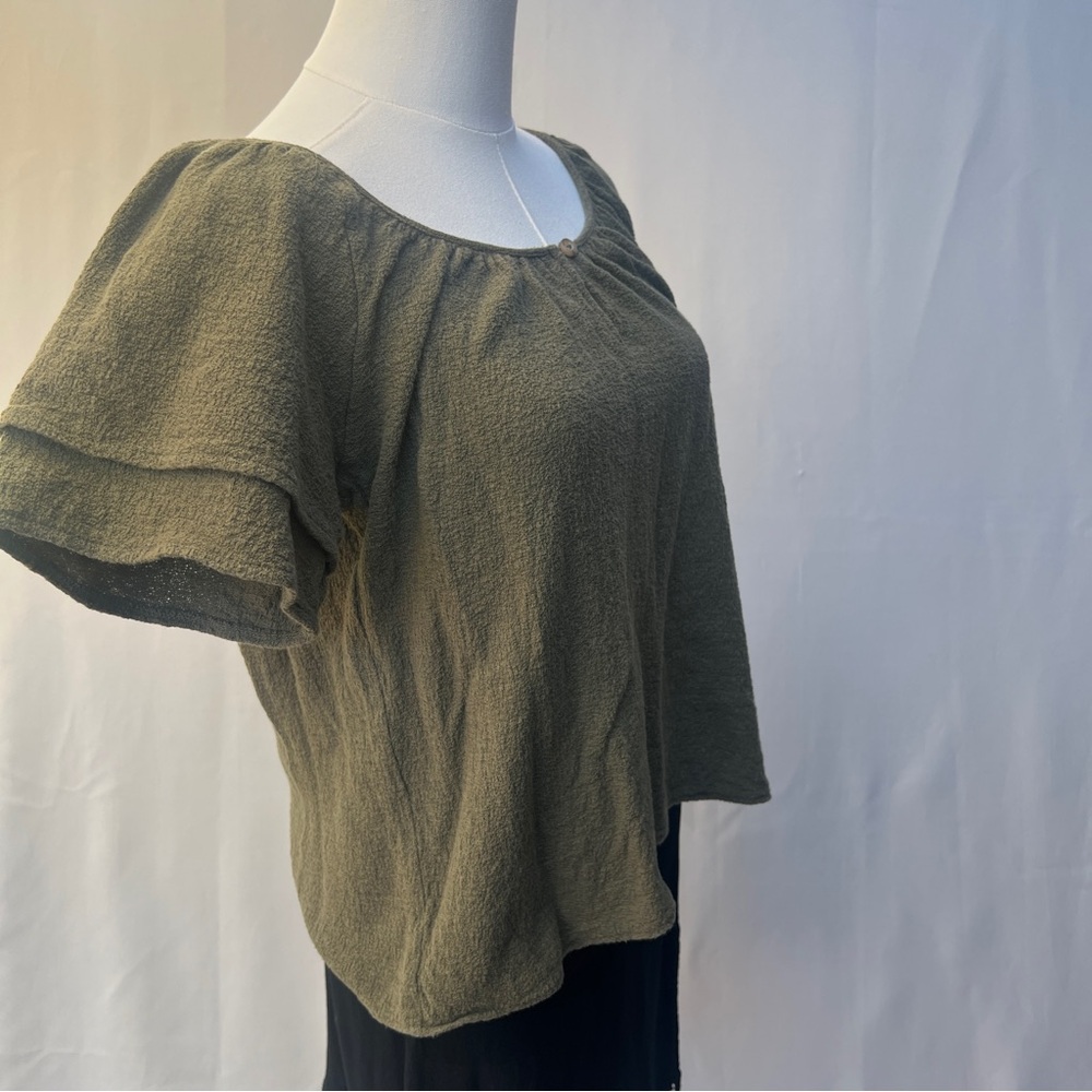 Madewell Boho Peasant Top‎ Olive Green S - Picture 7 of 11